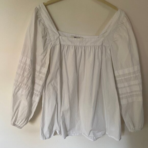 Madewell Square-Neck Pleat-Sleeve Top Size M - Picture 2 of 2